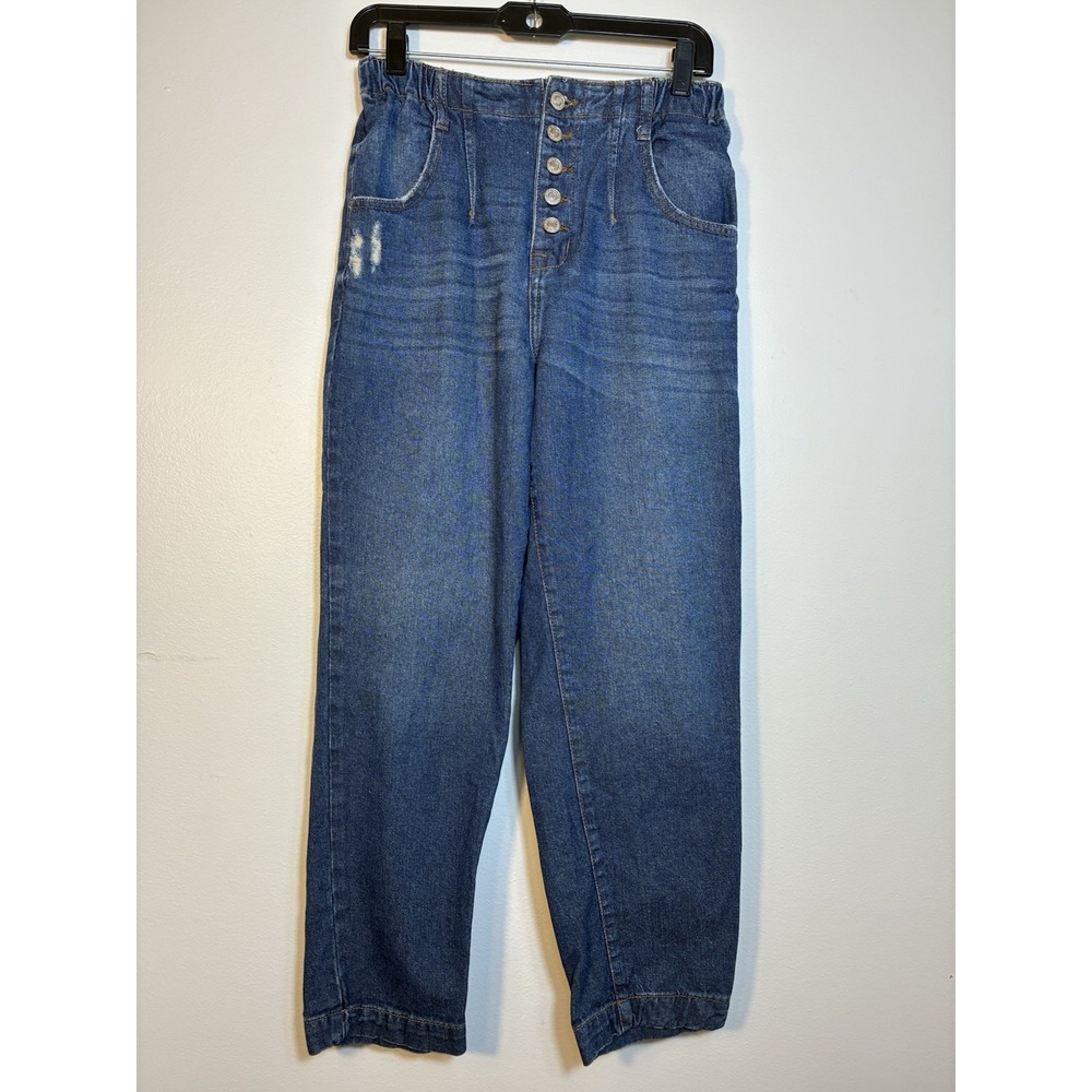 Kenzie vintage Lux high-rise barrel jeans Sz 6 Mid Wash‎ Button Fly Trendy